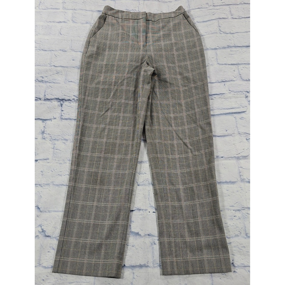 Express Editor Dress Pants Women 2 R Grey Glen Plaid Straight Ankle Professional